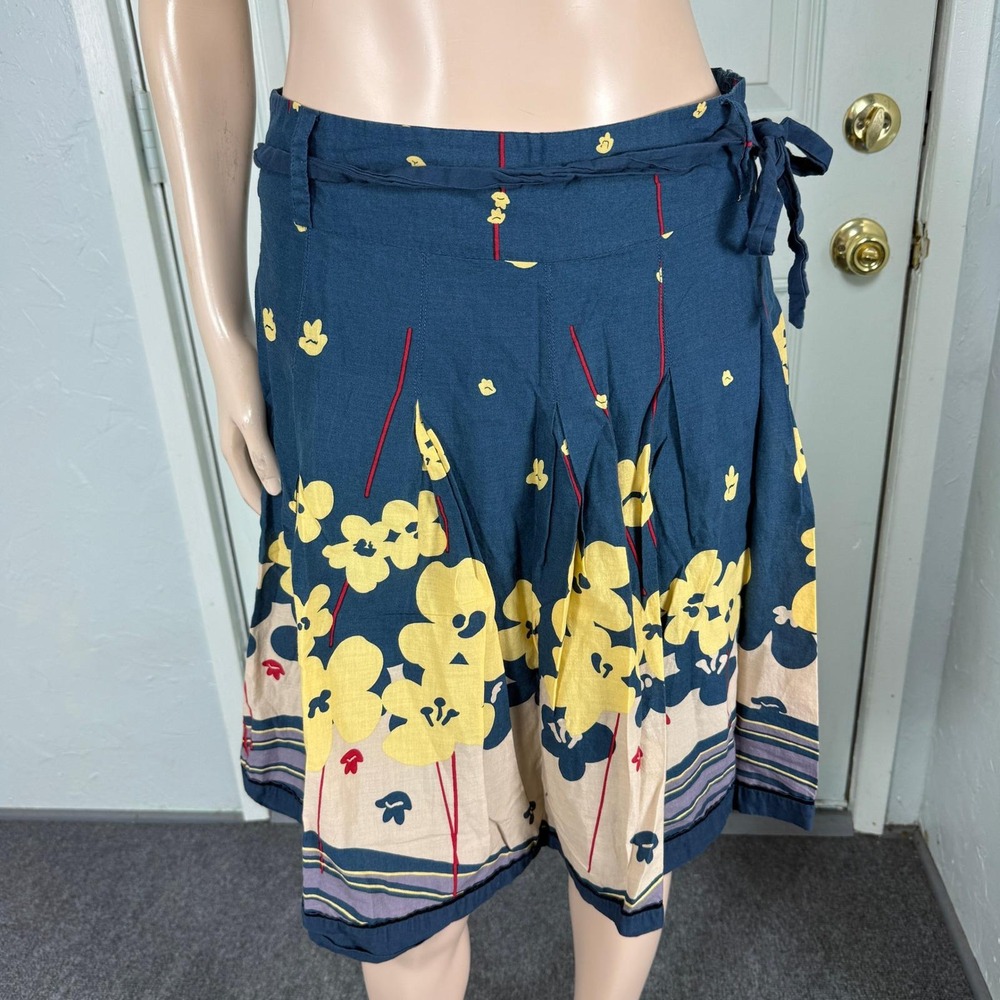 Vintage Y2K Forever 21 Women's Skirt Medium Floral A-line Cotton Tie waist T3-20